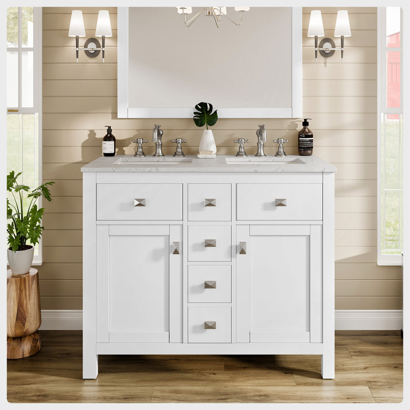 Odilion 44" Double Bathroom Vanity Set, White