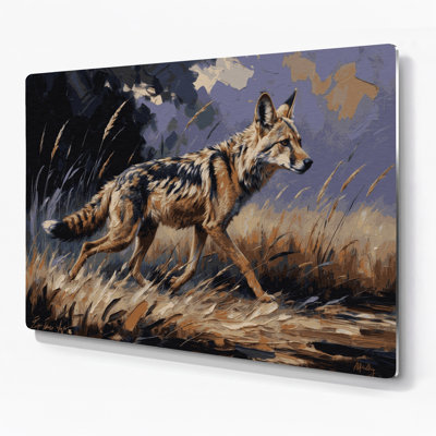 Wildlife Side striped Jackal Gray Metal Wall Art
