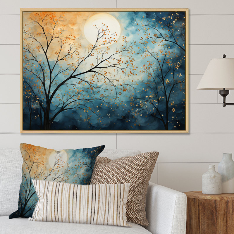 Ciel céleste mosaïque paysage V - impression, Cadre naturel flottant, H 16 po x l 32 po x P 1 po