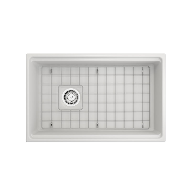 30'' L Single Basin Kitchen Sink, Matte White