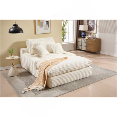 Canapé paresseux de 75 po à 2 places avec 4 coussins de dossier, canapé confortable - siège profond pour salon, appartement, bureau, crème