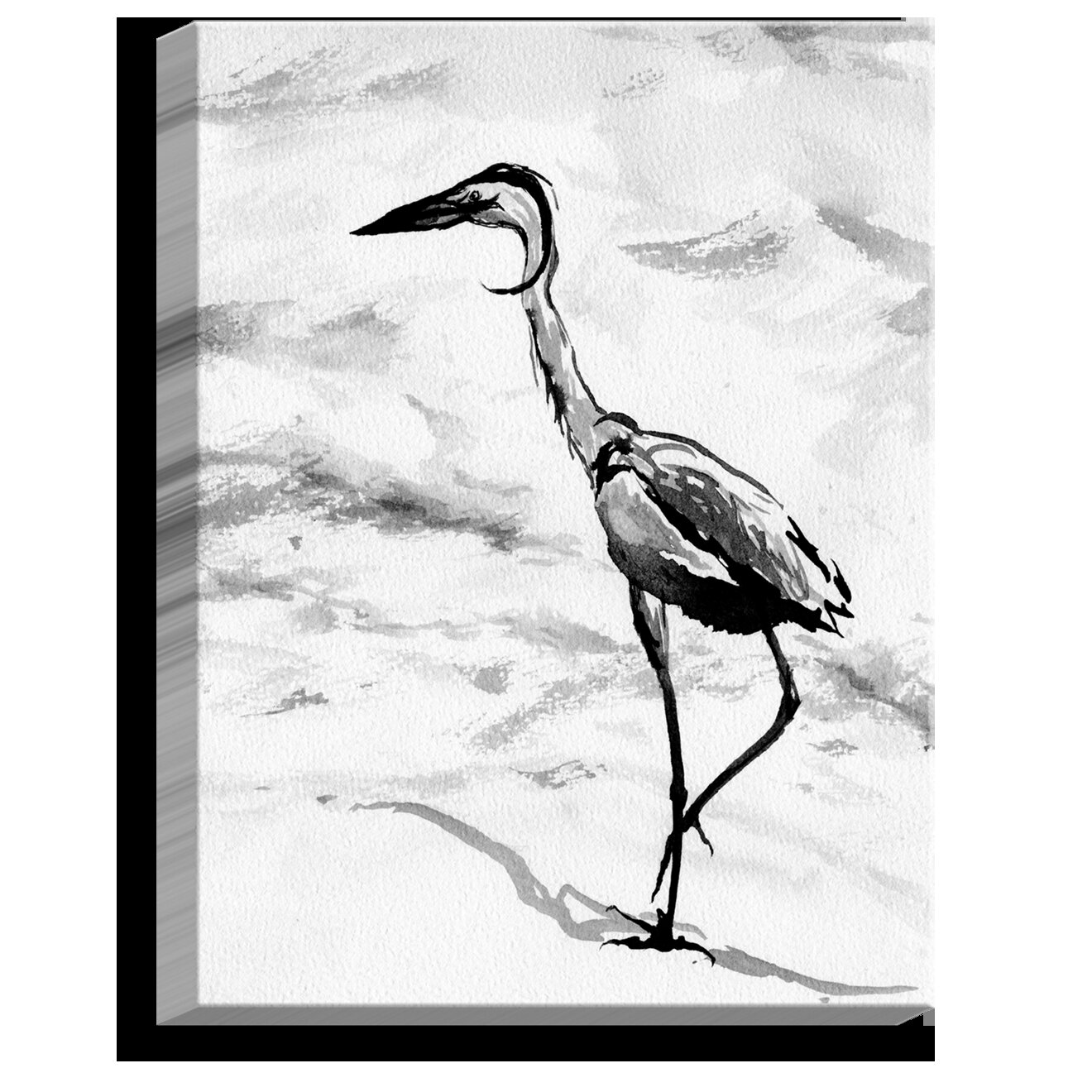 DiaNocheDesigns Heron On Canvas by Brazen Design Studio Print
