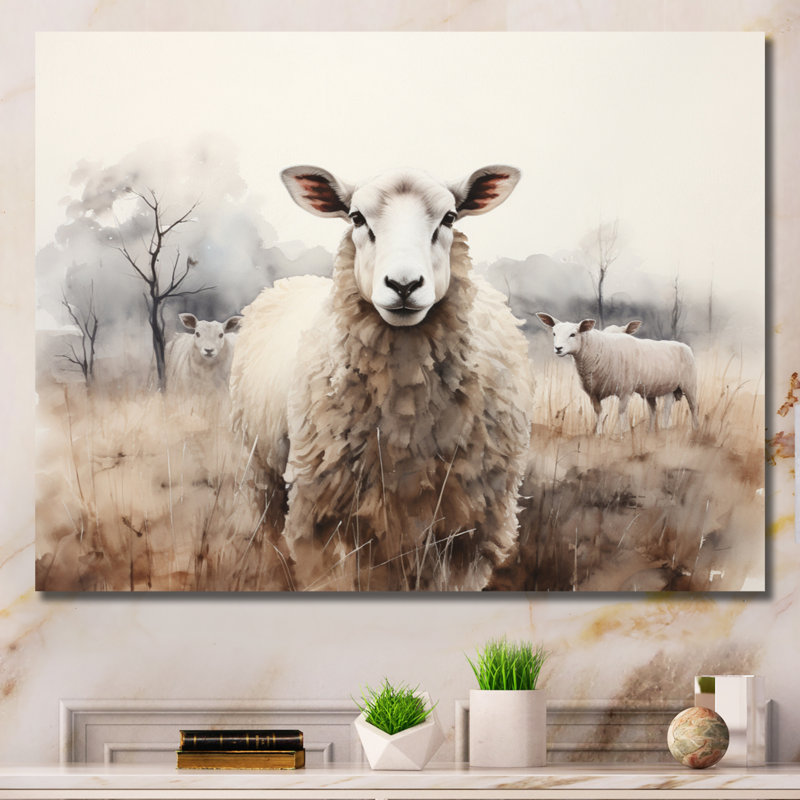 Sheep Silent Symphony - Sheep, art encadré, H 16 po x l 32 po x P 1 po, Toile tendue