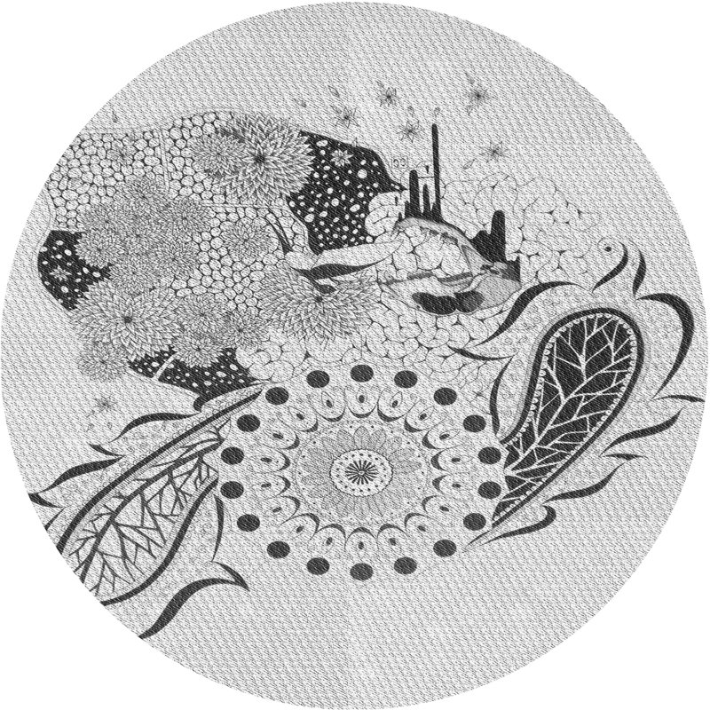 Tapis gris, Rond 8 pi