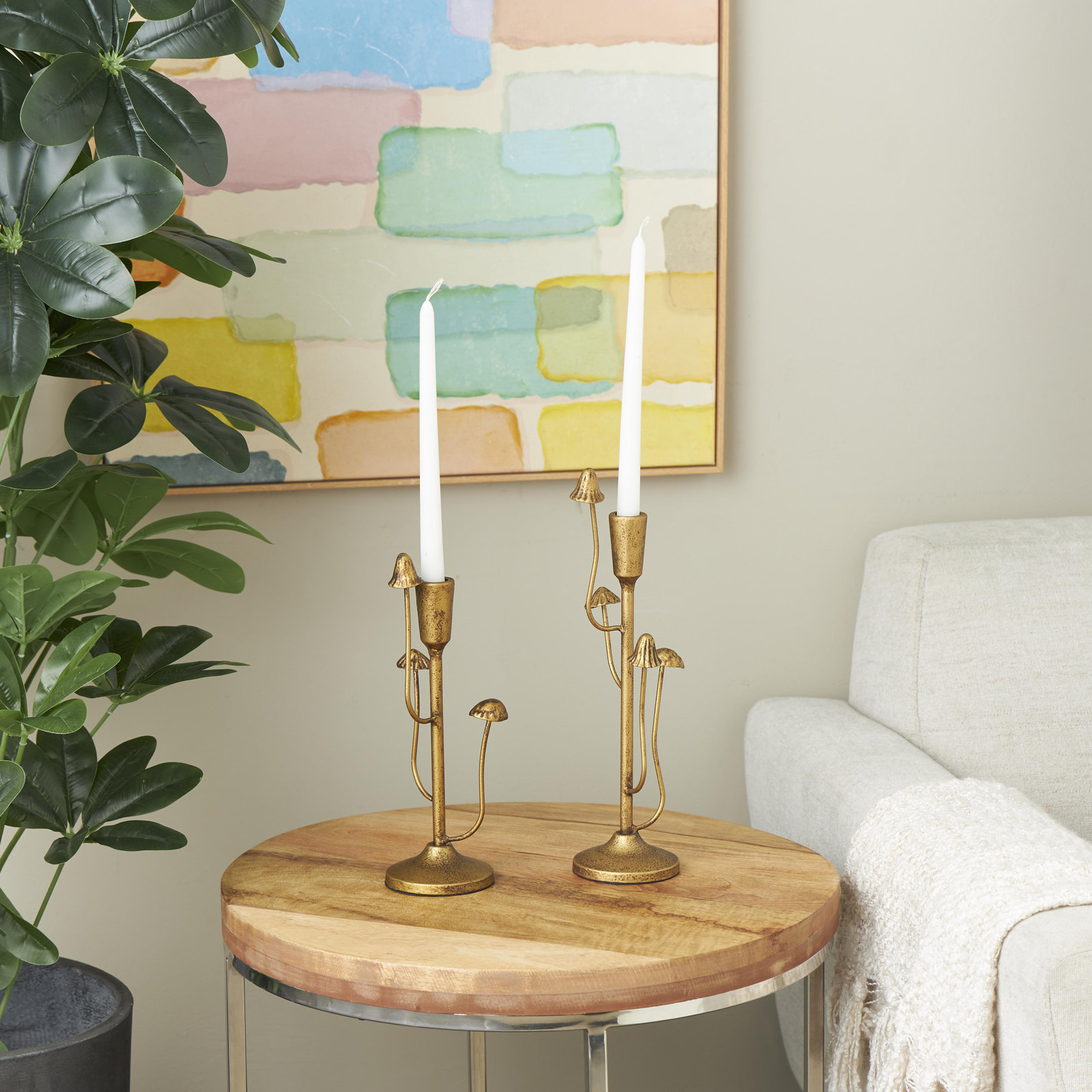 Metal Mushroom Inspired Abstract Decorative Candle Holder