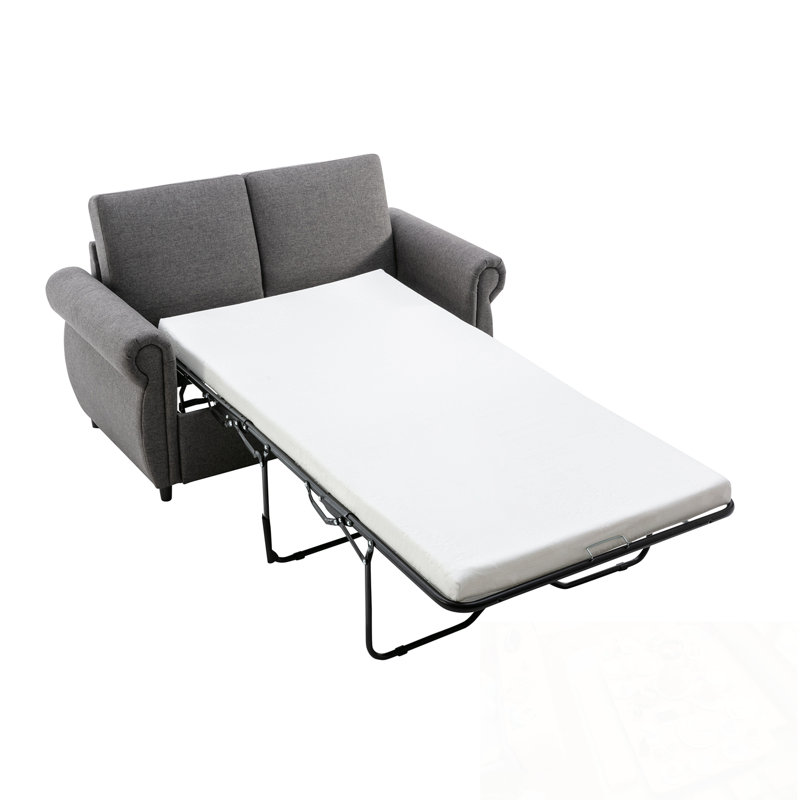 Canapé-lit escamotable avec deux ports USB, Gris