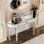 Console à miroir de 47 po avec tiroir en verre cannelé et bouton en cristal, entrée argentée pour la chambre à coucher, gris et argent
