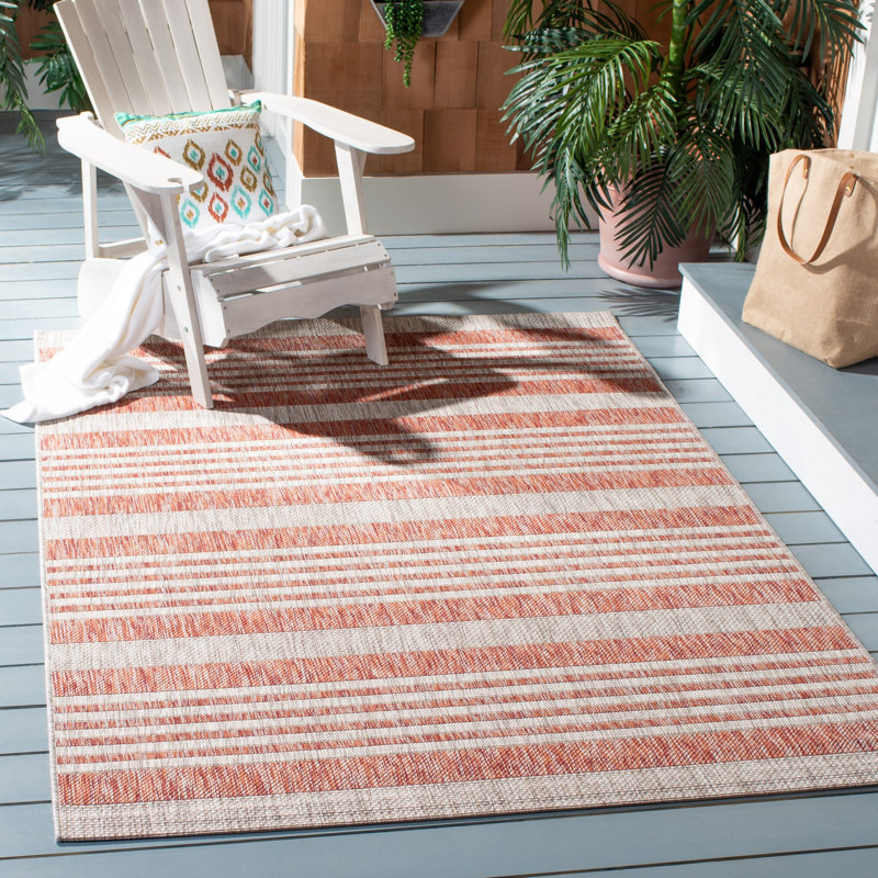 Morehead Performance Striped Indoor/Outdoor Area Rug, Rectangle 5'3" x 7'7"