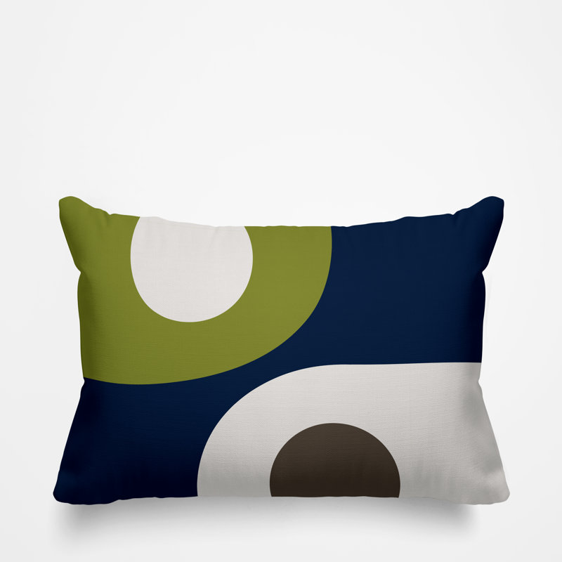 Pitto Outdoor Reversible Throw Pillow, Chartreuse/Beige/Navy Blue