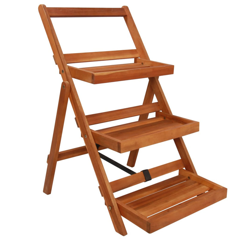 Support à plantes à 3 niveaux en bois d'acacia massif 19,7 po x 24,8 po x 31,5 po