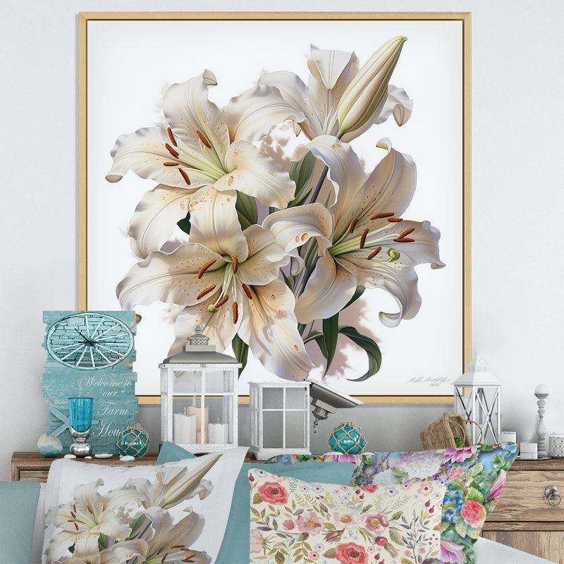 «Lily Blossom Ballet I» sur toile, H 36 po x l 36 po x P 1,5 po, Cadre naturel flottant