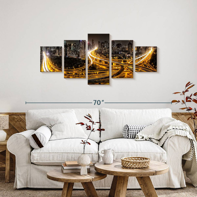 Shanghai Skyline At Night, 24" H x 55" W