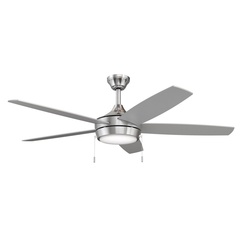 Ventilateur de plafond DEL Nolyn, Nickel brossé, 5 pales