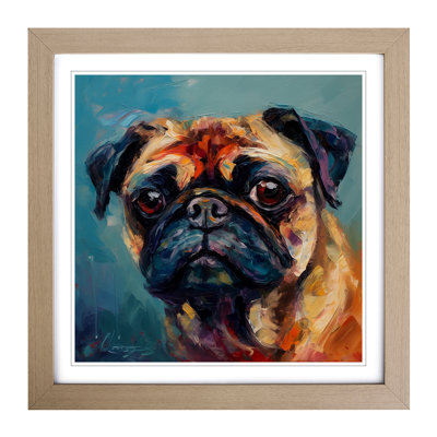 Pug Palette Knife No.2 - Single Picture Frame Print on Wood