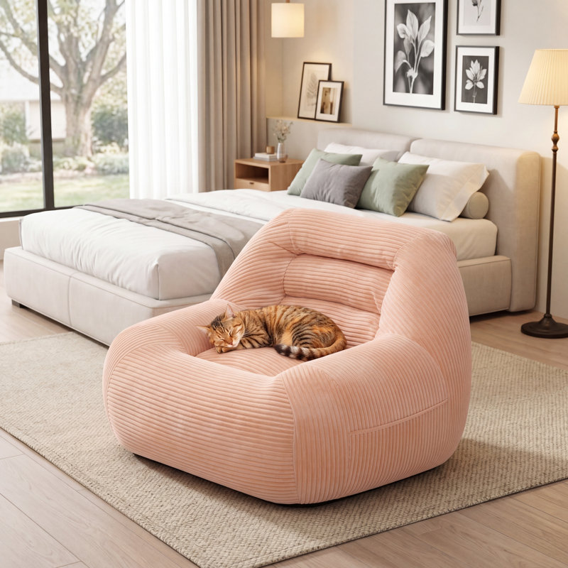 Mini fauteuil à billes ergonomique pour adultes, idéal pour lire dans un coin-détente, Pink