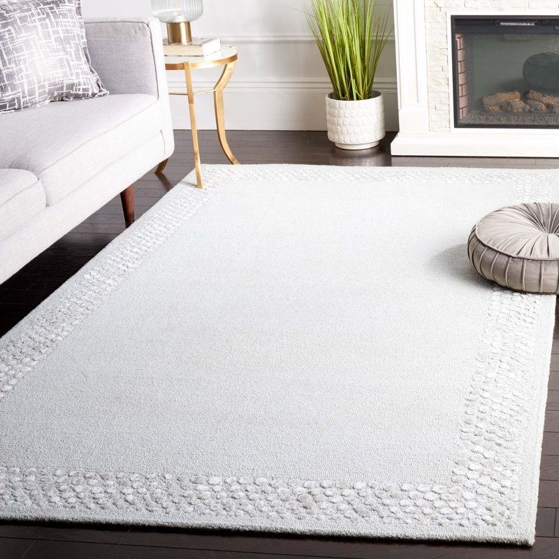 Mysha Hand Tufted Wool/Viscose/Cotton Solid Color Rug in Light Gray, Rectangle 5' x 8'