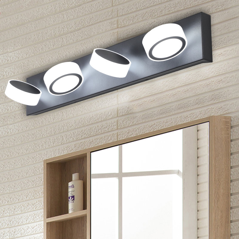 Luminaire de salle de bain 4 lumières DEL Modern, Noir mat, Quatre lumières, 24 W
