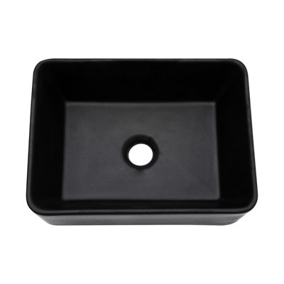 Black Ceramic Rectangular Bathroom Sink 16"X12". Modern European Style. Elegant Appearance, Low Water Absorption. Stain , Smooth Finish. Above Counter Installation. 1 3/4" Drain Hole. 16X12 Inch