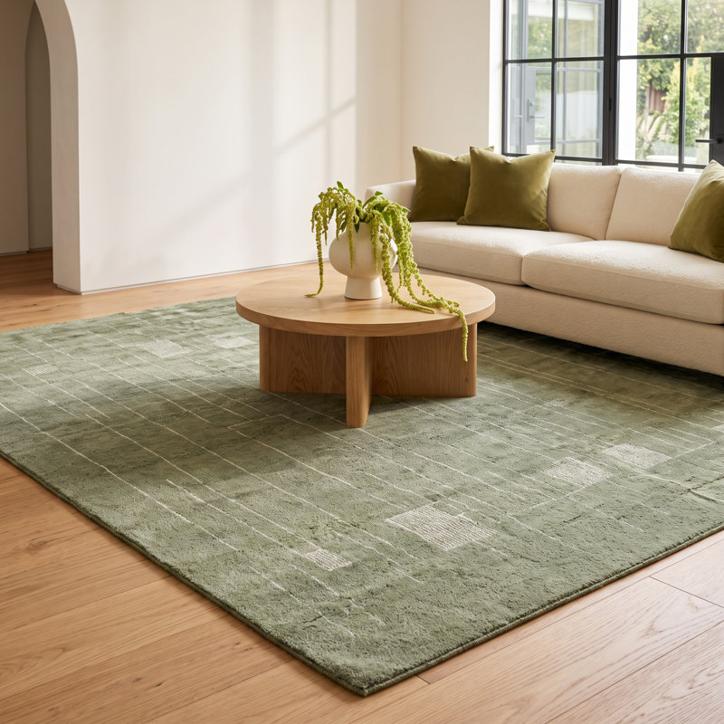 Sadowski Modern Abstract Green Area Rug, Rectangle 5'6" x 8'6"