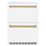 ZLINE Autograph Edition 24 In. Touchstone Refrigerator Drawer in Black Matte and Gold