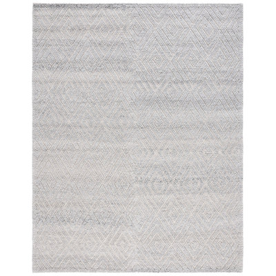 Natura Hand Woven Wool Pet Cotton Geometric Rug in Gray