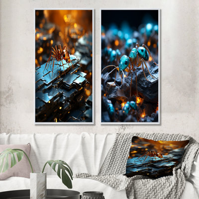 Digital Antics Pixelated Ant - Ant Canvas Wall Art Set Of 2