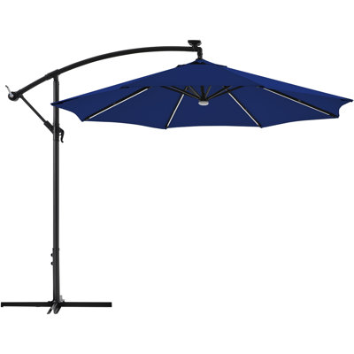 10 Ft Patio Offset Umbrella with 8 LED Strip Lights and Central Ceiling Light