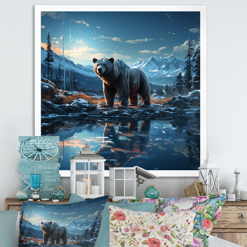 Abstrait d'un ours en harmonie I, Cadre photo blanc, H 16 po x l 16 po x P 1 po
