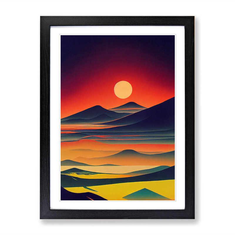 Sunset Color Field - Framed Print, 46cm H x 25cm W x 2cm D, Walnut