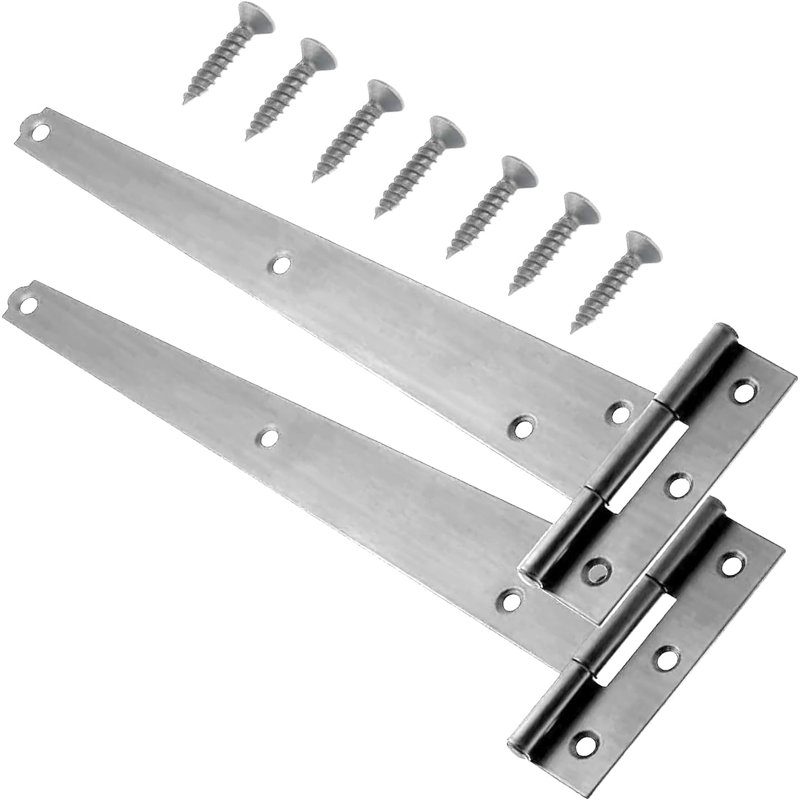 Domira 300Mm (12") Silver Galvanized Steel T-Hinges – Heavy Duty Rust-Resistant Hinges For Shed, Gate, Door, Garage, Fence & Barn