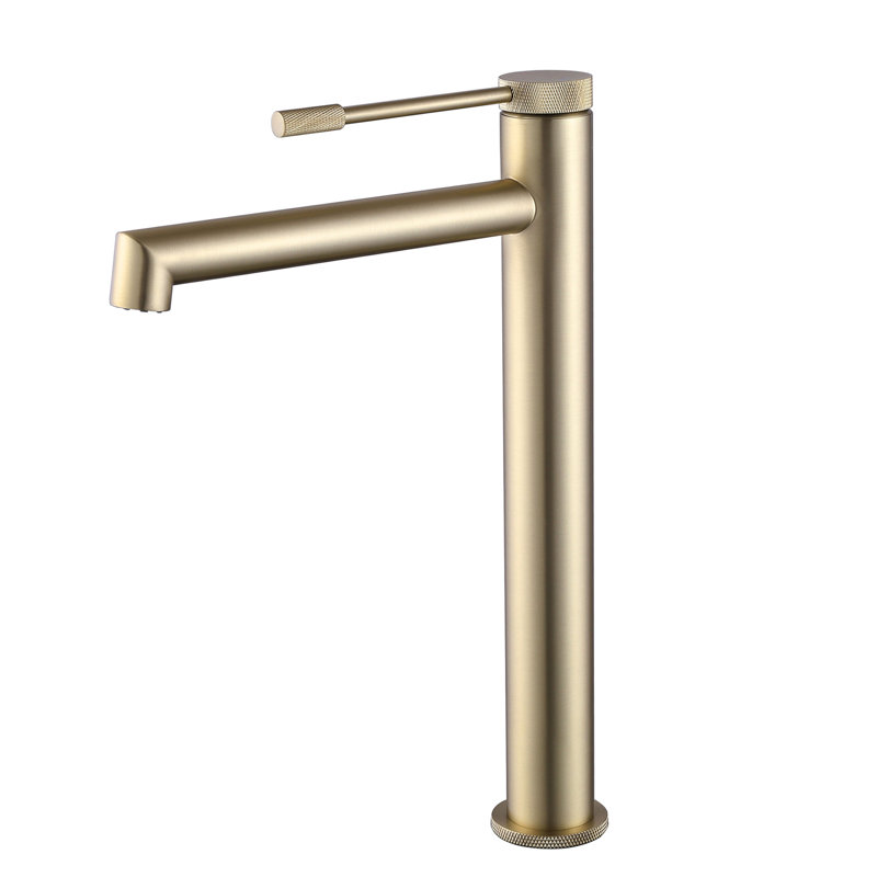 11.46" High Arc Faucet spout, Solid Brass Single Handle Circular Faucet for Bathroom Sink, Brushed Gold