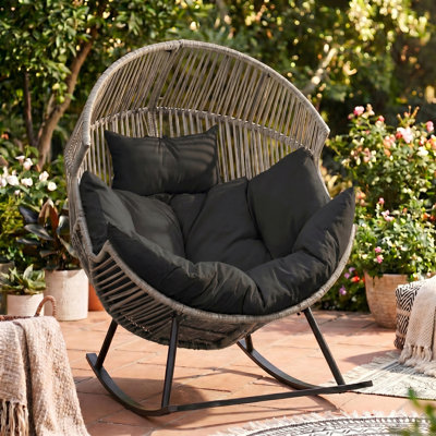 Fauteuil à bascule d'extérieur avec coussin Calcedonio