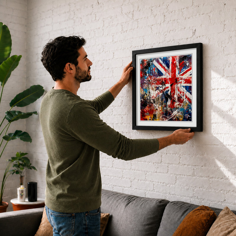 Union Jack Expressionism - Framed Print, Black