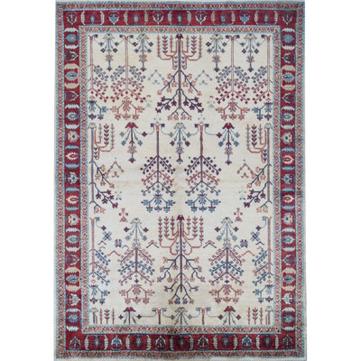 Tapis beige noué à la main de haute qualité