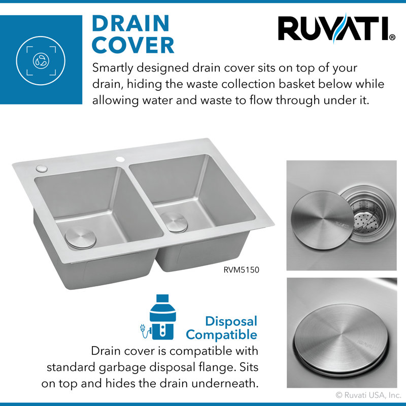 Ruvati 37" Stainless Steel Double Bowl Drop-In Kitchen Sink