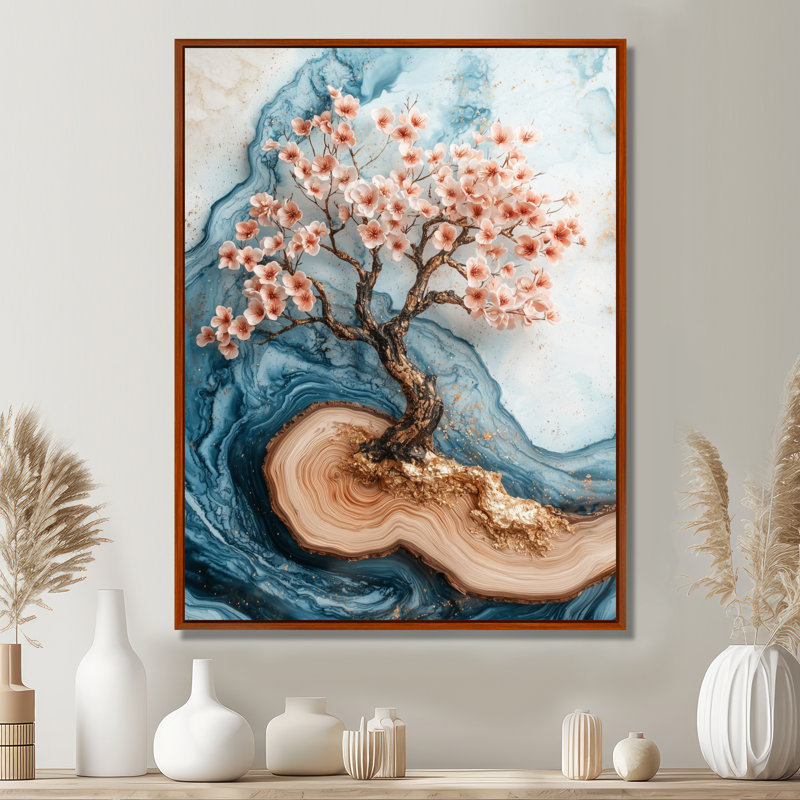 Myrtice V - impressions murales florales, H 40 po x l 30 po, Impression encadrée flottante, Brun