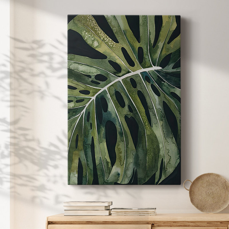Nocturnal Monstera II, reproduction d'art sur toile encadrée, H 27 po x l 18 po
