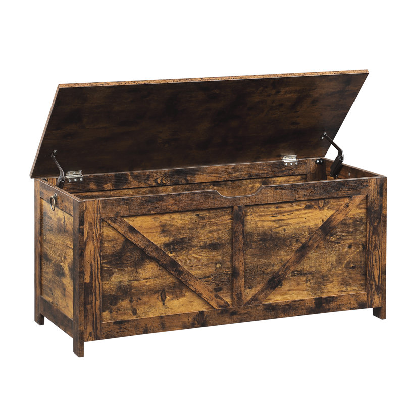 Banc de rangement et boîte de rangement brun rustique avec 2 charnières de conception rétro pour la chambre à coucher d'entrée 39,5 "L15,7" l 17,7H couleur 300 - Capacité de poids