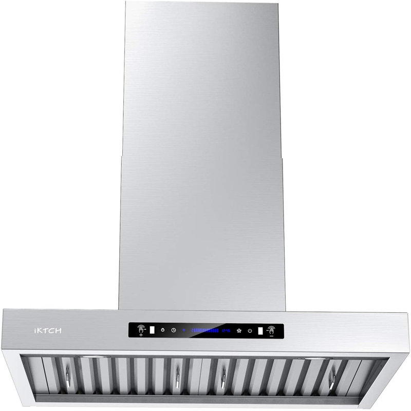 30-Inch Silver Stainless Steel Wall Mounted Range Hood with Charcoal Filter