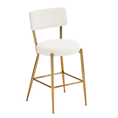 De 4 tabourets de bar de salle à manger avec tissu beige - base en métal, élégant pour un usage domestique 4 tissus de cuisine, confortables et diverses pièces