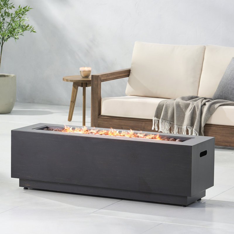 40" Outdoor Rectangular Iron Propane Fire Pit