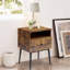 Ensemble de 2 tables de chevet brun antique avec tiroir et tablette ouverte, petites tables de chevet / tables d'appoint étroites pour chambre à coucher, salon, dortoir, appartement, entrée, bureau, tables de bout modernes avec rangement pour petits espaces-975567838-1055284709