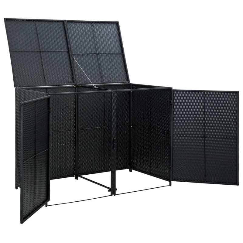 Double Wheelie Bin Shed, Black