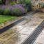 Trench Drain, 40.1 x 6.1 x 8.0 in, Linear Drainage Channel, HDPE Channel Drain with Grates & End Caps, Outdoor Drainage System for Driveway, Patio, Pool, Garden, Yard, Black