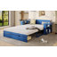 Lit de jour double avec bureau amovible, tiroirs de rangement et table d'appoint hydraulique pour des espaces de vie multifonctionnels-449418968-449418974