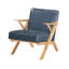 Fauteuil d'appoint Gya, similicuir bleu, bois d'hévéa brun naturel-119043992-119043994
