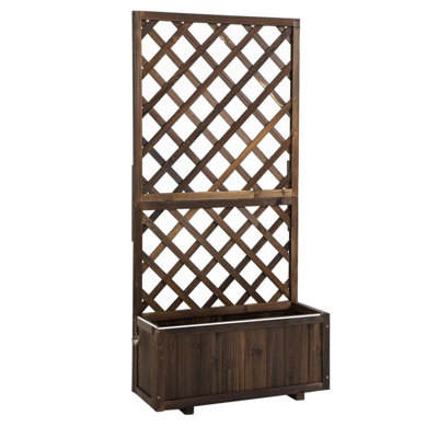 Jardinière, jardinière surélevée en bois avec jardinière et treillis pour plantes grimpantes