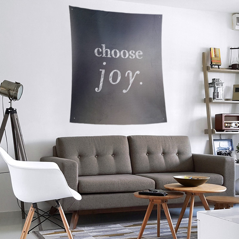 Tapisserie de polyester, choisir la joie citation, H 27,5 po x l 37,5 po, Gris