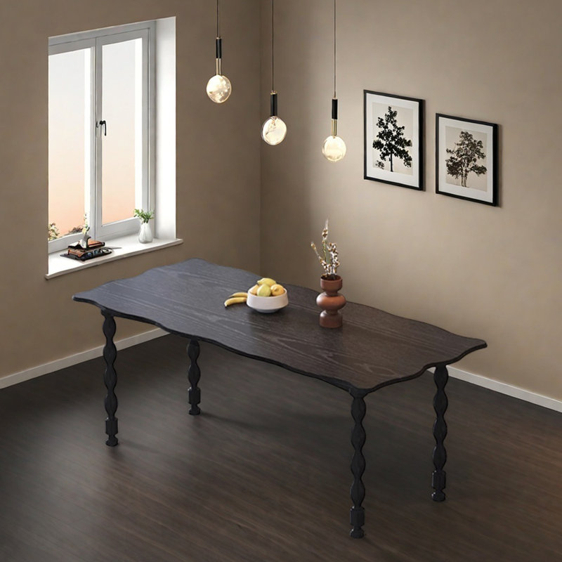 Table de salle à manger Exquis, H 29,52 po x L 62,99 po x l 31,49 po, Noir, noir, noir, noir
