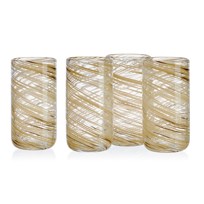 Color Swirl 18 oz. Highball Glasses, Clear/Yellow